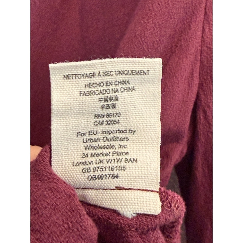 Free People Cropped V-Neck Top XS Burgundy Wine Red Romantic Boho Bell Sleeve - Picture 8 of 8